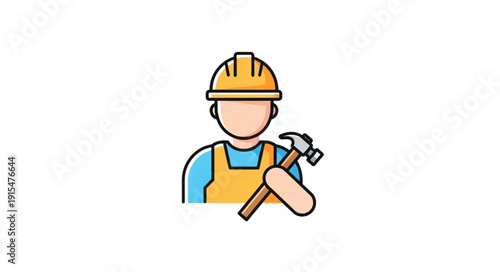 Construction Worker Cartoon Character Icon.