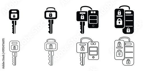 Collection of secure access icons featuring keys and padlocks for digital safety and protection