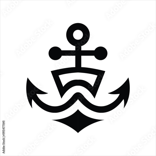 Modern black anchor logo representing bold maritime business and shipping industry.