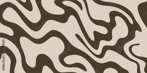 Abstract Brown and Beige Swirling Organic Pattern Background.