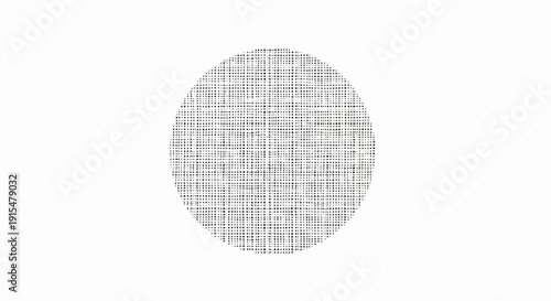 An elliptical shape formed by dense clusters of tiny, dark, irregular dots on a white background