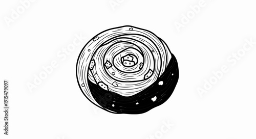 Abstract swirling form with dark and light areas, circular