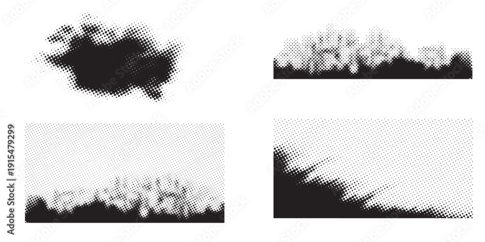 Fototapeta premium Abstract Halftone Grunge Textures and Borders Collection.