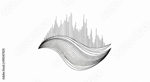 Abstract waveform with vertical lines resembling a cityscape or sound wave