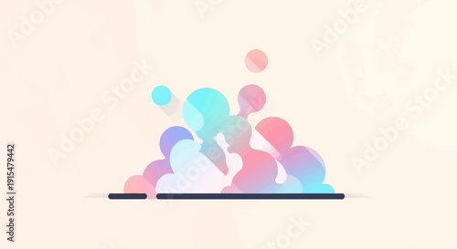 Abstract colorful circles and blobs in a gradient flow