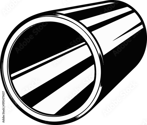 Abstract cylindrical object with stark light and shadow contrasts