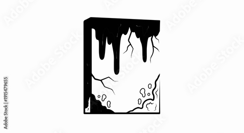Abstract dark drips and cracks on a white background