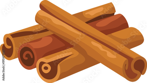 A vibrant illustration of cinnamon sticks on a white background