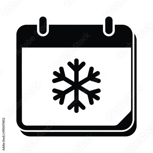 Winter calendar icon with snowflake symbol
