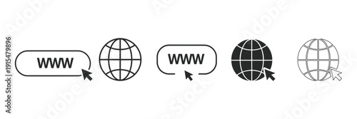 Professional web icons illustrating global online connectivity and modern internet presence
