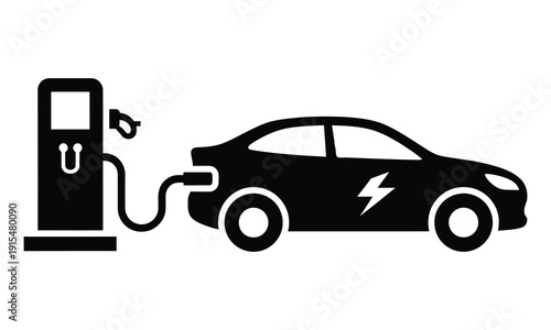 Electric vehicle charging station illustration