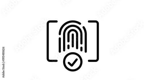 Fingerprint scan icon with verification checkmark symbol.