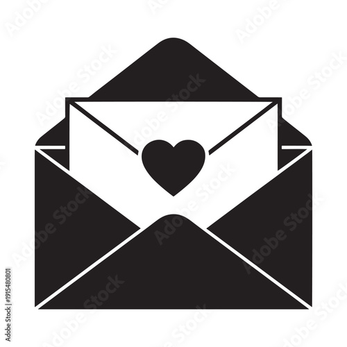 An open envelope with a letter and a heart shape inside