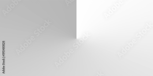 Minimal White and Gray Abstract Background with 3D Corner Wall and Soft Shadow