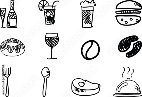 Vector Food and drink icons set bundles 