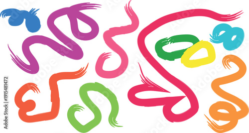 Vibrant colorful worms on white background illustration