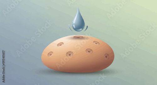 A water droplet descends onto a textured, spherical object with circular indentations