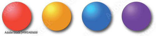 Vibrant Collection of Colorful 3D Glossy Spheres and Decorative Balls with Realistic Shadow Effects on Clean White Background – High Quality Vector Illustration for Modern Design Projects