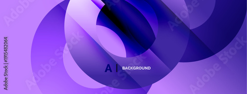 Abstract purple design. Overlapping circles create dynamic flow. Modern aesthetic, suitable for backgrounds, presentations.