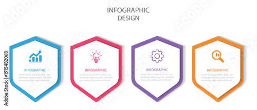 Presentation business infographic template with 4 options. Business concept design can be used for web, info , diagram.  