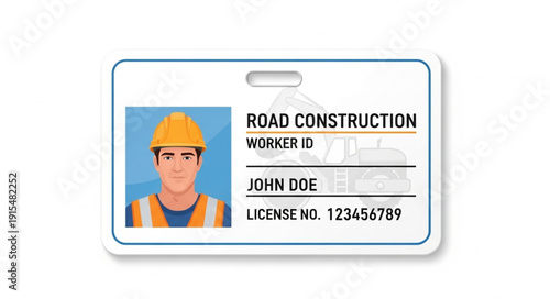 Construction Worker ID Card Badge.