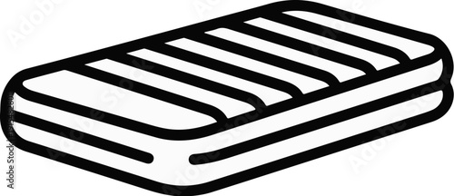 A stylized black and white outline of a mattress
