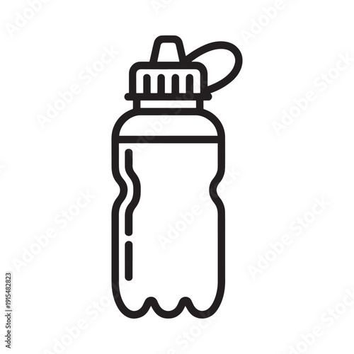 Simple line drawing of a plastic water bottle with a sport cap