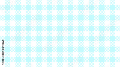 明るい水色のギンガムチェック柄のかわいいパターン - ポップでモダンな背景･テクスチャ 16:9 