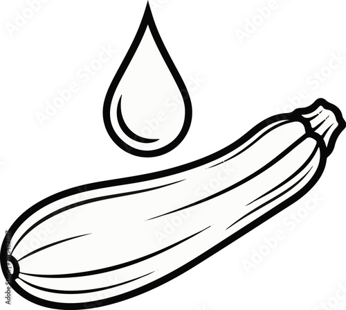 A stylized illustration of a squash with a water droplet above it