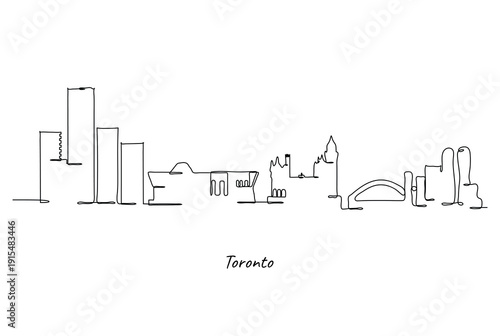 Continuous Line Art Drawing of the Toronto Canada City Skyline
