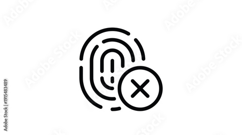 Fingerprint icon with a cross symbol indicating rejection or denial of identity verification.