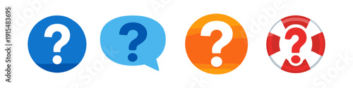 Collection of question mark icons representing inquiry, help, and communication