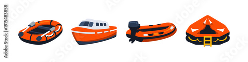 Collection of inflatable and rigid boats for marine rescue and recreation