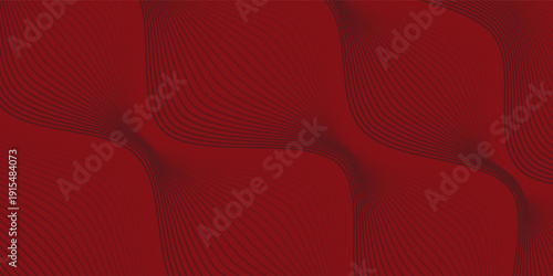 Abstract red background with glowing curve lines. Modern shiny red gradient geometric circle lines pattern. Futuristic concept. Suit for banner, brochure, poster, presentation