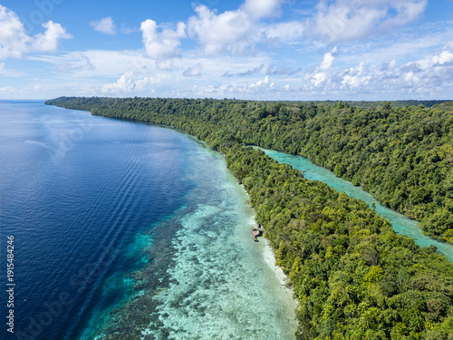 Kakaban, Indonesia: Aerial view of the Kakaban island in the Derawan archipelago close to Maratua in Indonesia in southeast Asia