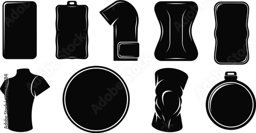 Collection of various black silhouette shapes and objects