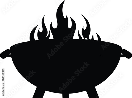 Black silhouette of a fire pit with flames