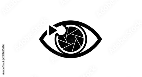 Eye Camera Lens Symbol with Refresh Arrow.