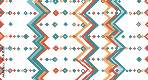 Abstract geometric pattern with zigzag lines and diamond shapes