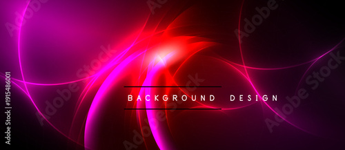 Abstract vibrant design. Swirling lines, pinks, reds create dynamic energy. Dark background emphasizes bright focal point. Modern aesthetic.