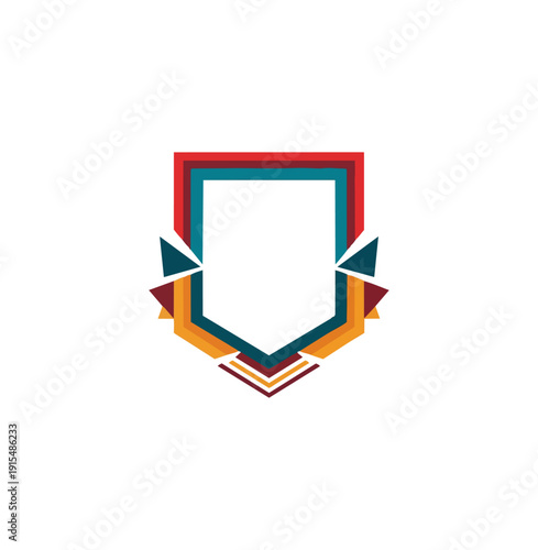 Free Download Geometric emblem with color blocking design on black background - GFXLoad