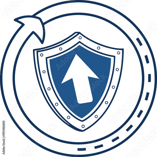 Data Restore Arrow Shield Vector Illustration