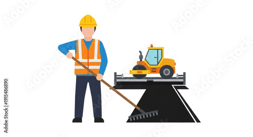 Construction Worker Operating Heavy Machinery.