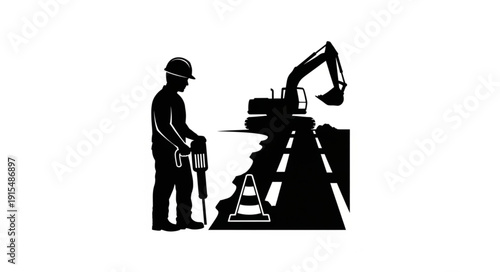 Construction Worker Operating Heavy Machinery.