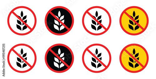 No Wheat Sign.. Wheat symbol isolated on white background. wheat symbol allergy warning label no wheat sign dietary restriction.