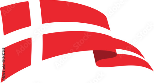 Stylized illustration of the national flag of denmark waving