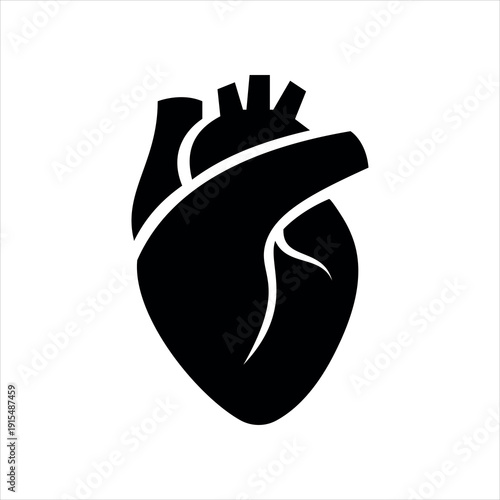 Minimalist anatomical human heart icon symbolizing cardiology, medical health, and biology in a clean vector style, ideal for clinical software, educational tools, or medical apps. Vector EPS 10.