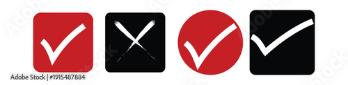 Four checkmark symbols in red and black on white background
