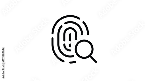 Fingerprint identification with magnifying glass symbolizing forensic analysis.