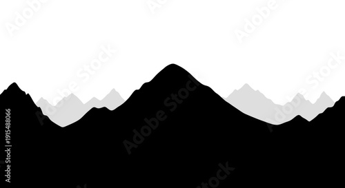 Minimalist Mountain Range Silhouette Vector Illustration.